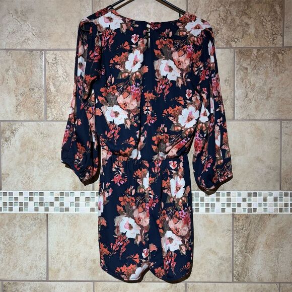 Lulus Women's Small Floral Long Sleeve Romper V-Neck Casual Spring - Picture 3 of 6